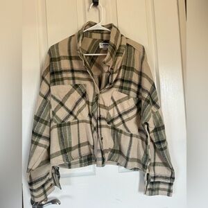 Ci Sono Olive and Tan Plaid Shirt